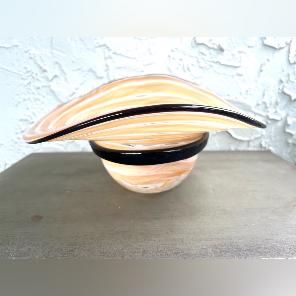 Murano Handblown Artglass Swirl Woman French Hat Bowl